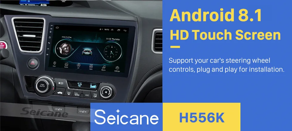 Seicane для HONDA CIVIC автомобильный автостерео мультимедиа " Android 8,1 четырехъядерный gps Navi рулевое колесо управление
