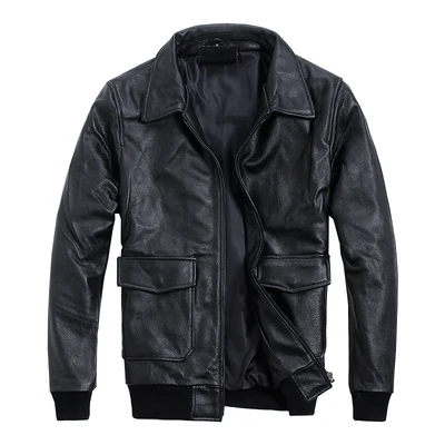 Cowhide thick AYUNSUE натуральная кожа куртка мужская осень зима овчина пальто мотоцикл яловая кожа куртки размера плюс 6-660 KJ2713 - Color: Cowhide thick