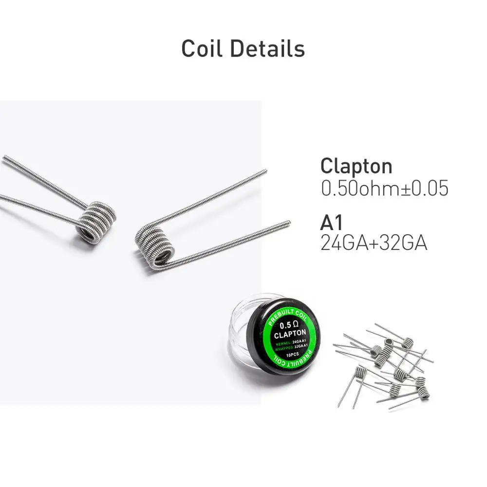Clapton Volcanee 10 намоток Alien Clapton Flat Twisted Fused Clapton с сопротивлением Quad Тигр нагревательная проволока Vape сопротивление готовых предварительно оборудованная катушка катушки - Цвет: Clapton
