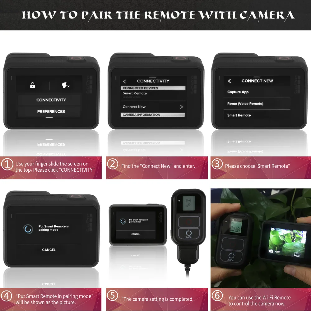 SHOOT for GoPro WiFi Remote Control With Charge Cable Wrist Strap Waterproof Remoter Go Pro Hero 7 6 5 4 Session Accessory | Электроника