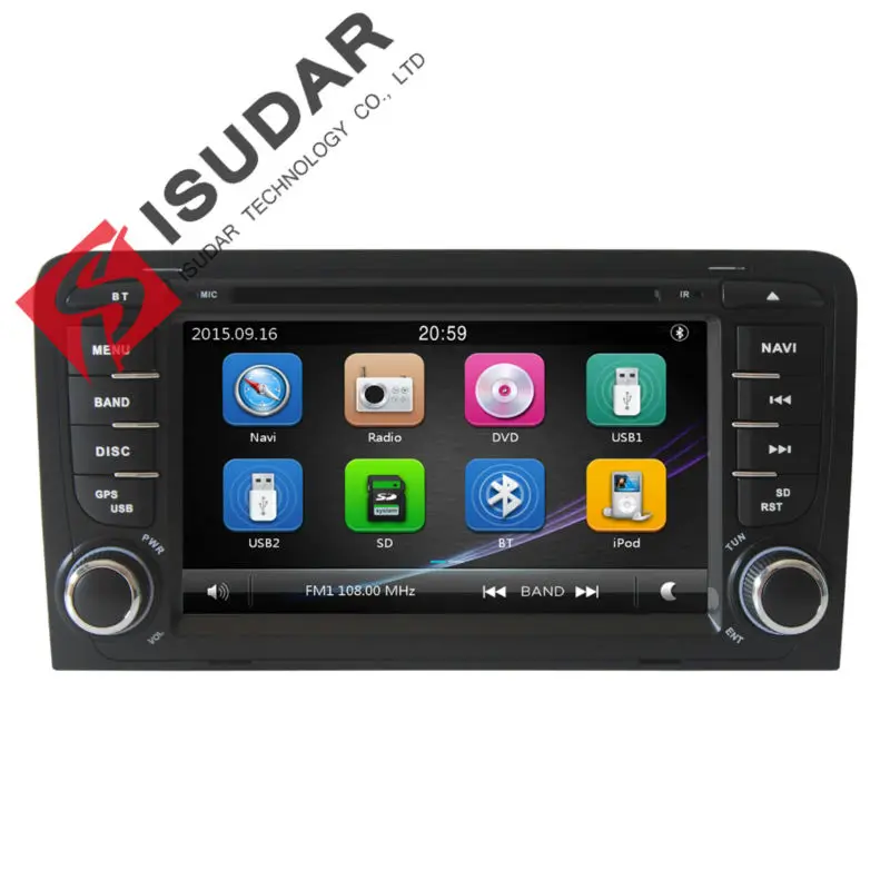 Isudar Автомагнитола с Сенсорным 7 Дюймовым Экраном Для Автомобилей Audi DVD For A3 Memory
