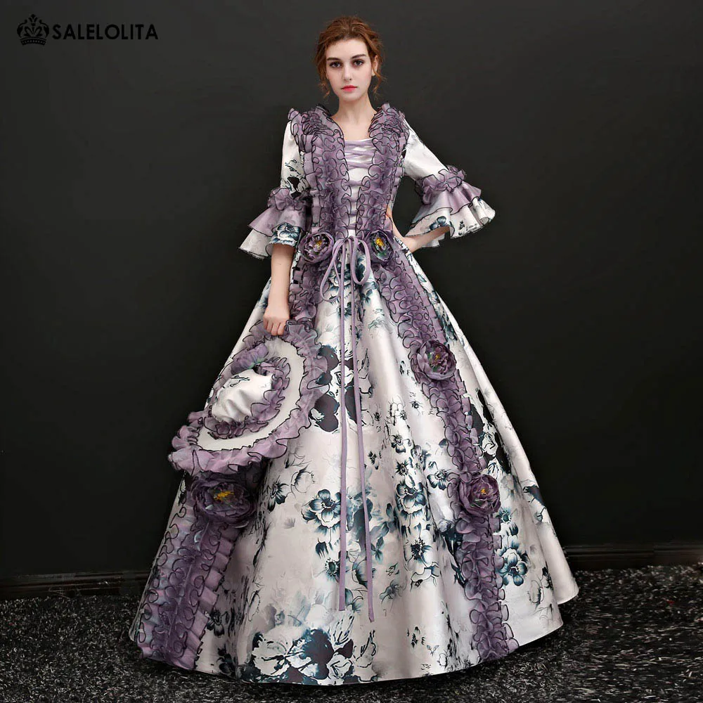 Винтажное платье Marie Antoinette Маскарадные платья для сцены Театральные 17