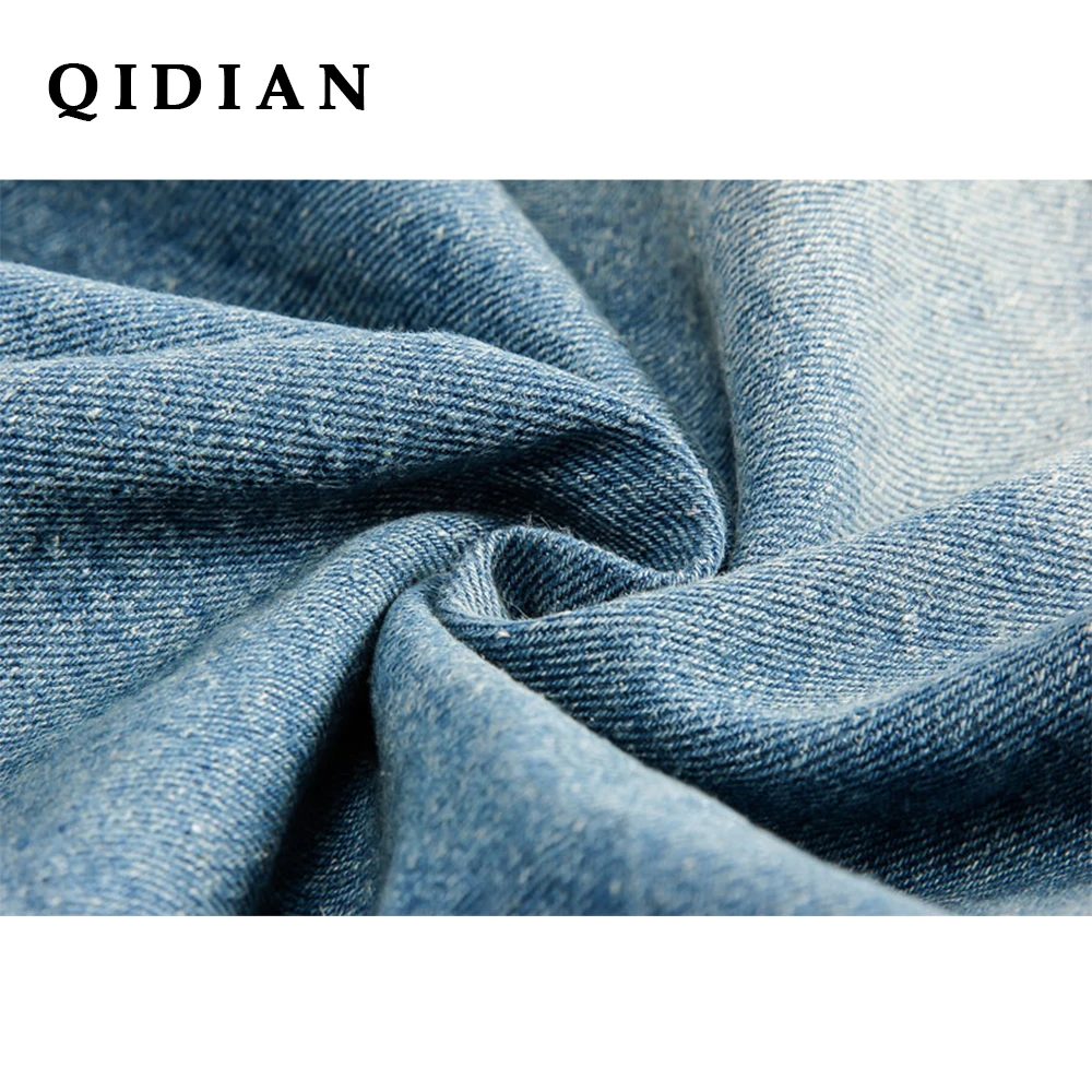 QI DIAN/2018 модная зимняя теплая джинсовая куртка с меховым воротником приталенная