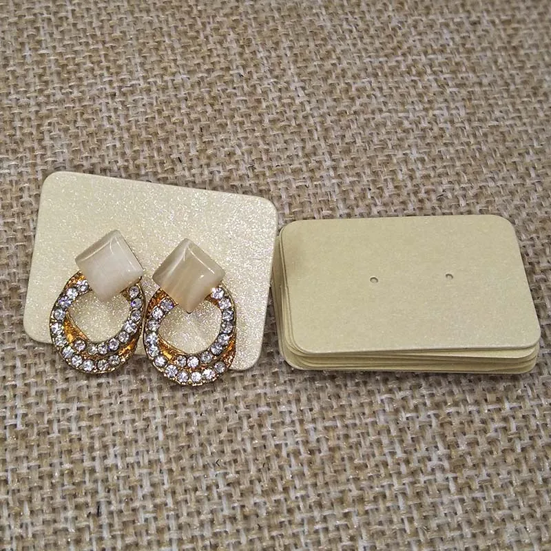 beige 100 шт 3,5*2,5 см Разноцветные бумажные милые серьги-гвоздики ярлык-карта на заказ лого цену дополнительные ювелирные изделия дисплей упаковочная карта - Цвет: beige