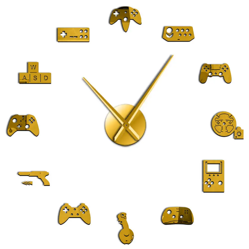 Gold Playstation Gaming 3D DIY настенные часы современный геймер акриловые часы модные домашние настенные художественные украшения популярный игровой подарок для ребенка - Цвет: Gold