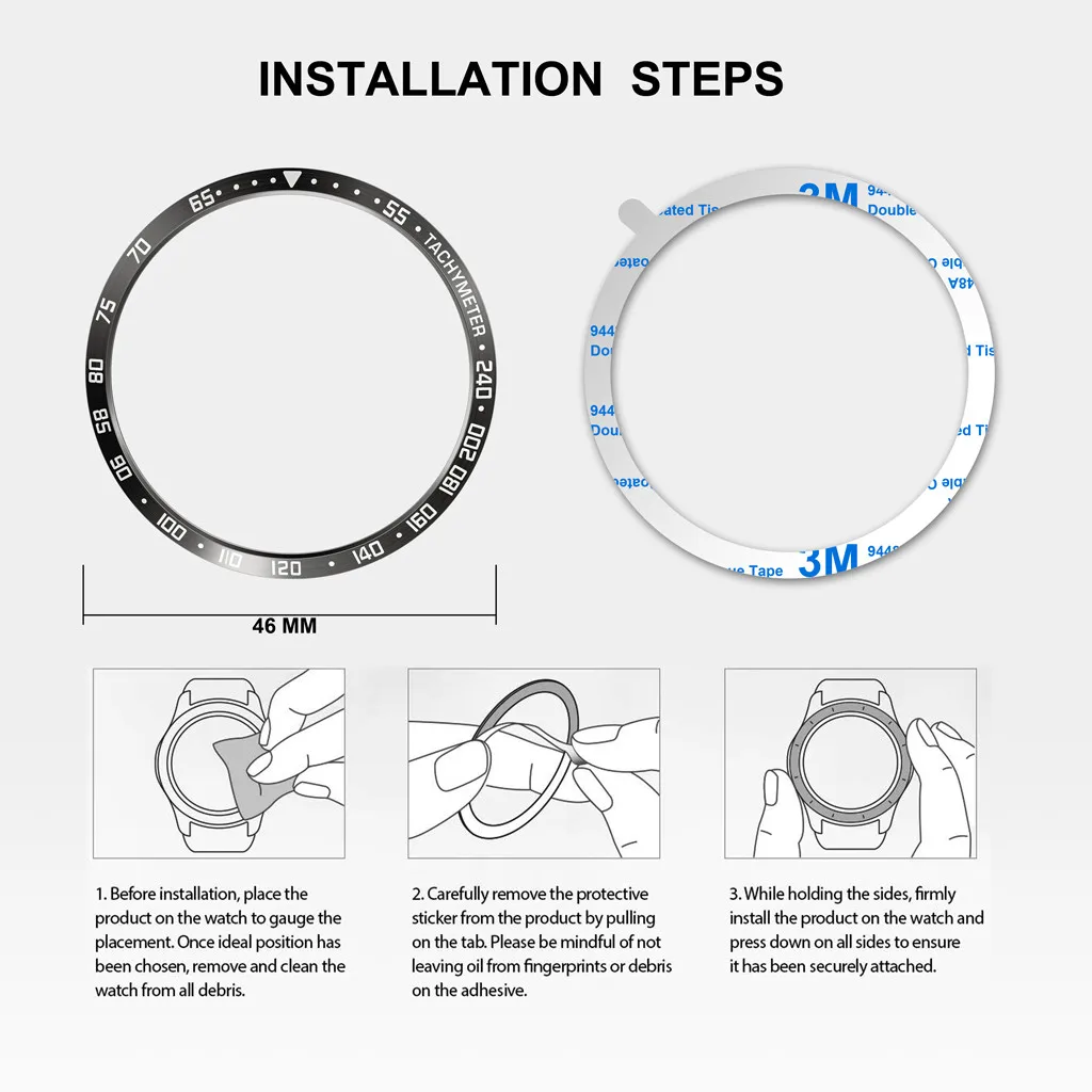 Умный чехол для часов для huawei Watch GT/Active 46 мм, драгоценный камень кольцо смарт Кольцо клеющаяся крышка против царапин Металл#20/