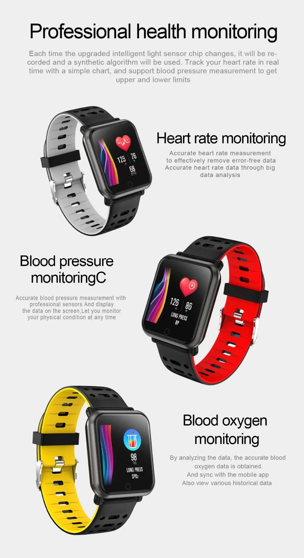 FocuSmart FS11 Смарт-часы фитнес-трекер кровяное давление монитор HeartRate водонепроницаемый спортивный смарт-браслет для IOS/Andriod