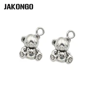 jakongo antique silver plated bear charms pendant for jewelry making bracelet accessories diy 15x10mm 20pcslot