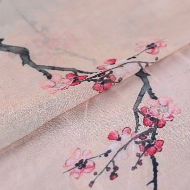 Цифровой струйный Шелковый льняной ткани платье cheongsam китайская шелковая ткань