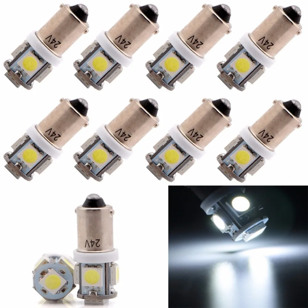 

Kit 10 Lampada Ba9s 5 Led 24v Caminhao Varias Cores T4w 69 Unidade Branco