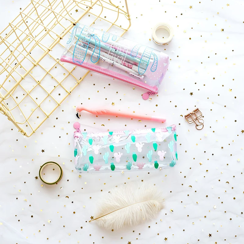 1 шт. симпатичный карандаш кактус чехол кавайный прозрачный пенал канцелярские