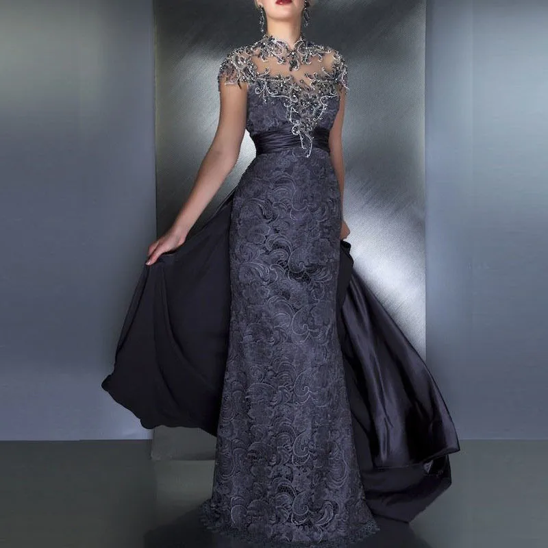 

2017 New Design Vintage High Neck Sexy Fashion Style Halter Sweet Decals Floor-Length Long Evening Dress customizable C-16