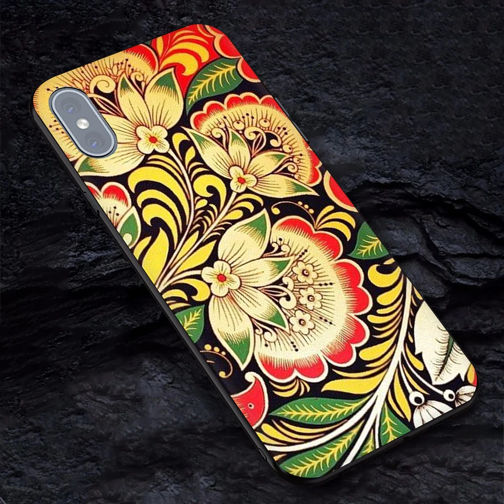 Khokhloma русский чехол для iphone 7 plus мягкий ТПУ телефона чехлы 6 6s X XR XS MAX coque fundas |