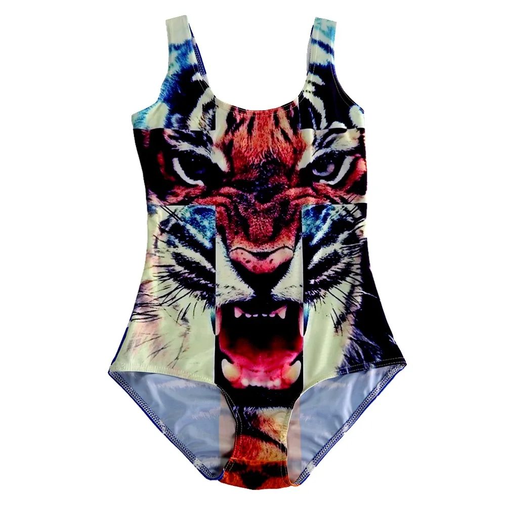 Бесплатная доставка 2017 Новый тренд женский слитный купальник свирепый принт