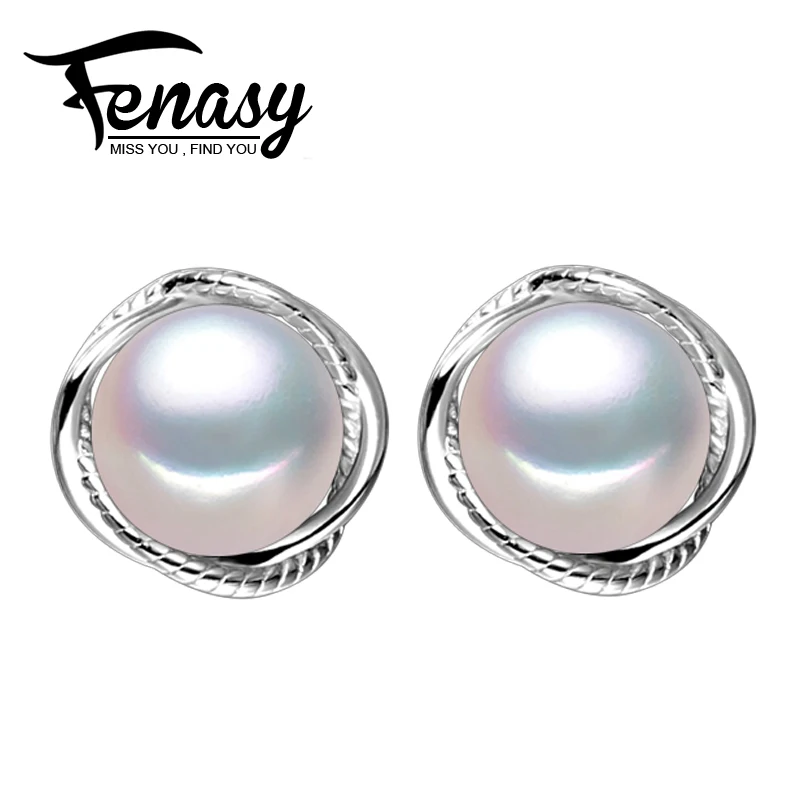 FENASY серьги гвоздики модный речной жемчуг для женщин из стерлингового серебра 925