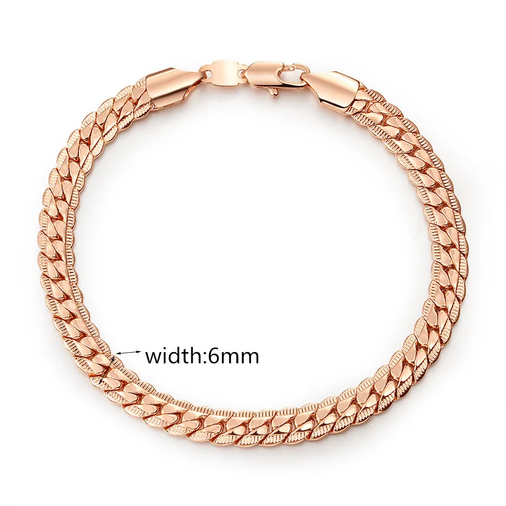 Классический сплошной Rose Gold Filled мужские женские змея кости браслет-цепочка 8.26&quot
