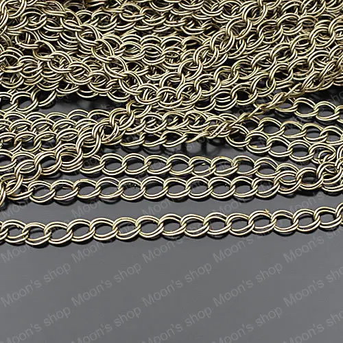 Wholesale Width 6mm Antique Bronze Iron Extended Twisted Chains Double Rings Accessories 5 Meter (JM2739)