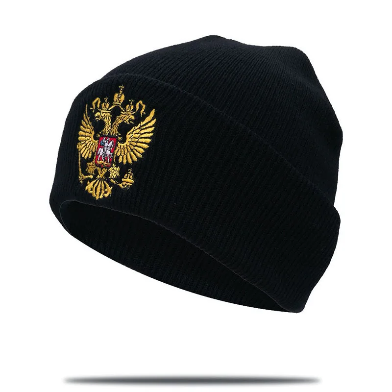 Зимние Skullies Beanies Головные уборы для мужчин и женщин Россия Национальная эмблема вышивка Катание на коньках и лыжах теплая вязаная шапка эластичная для отдыха