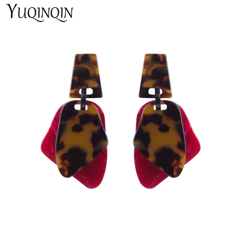 Vintage Long Acrylic Acetic Resin Earrings for Women 2019 Big Geometric Dangle Drop Earings Girls Fashion Jewelry New Brinco | Украшения и