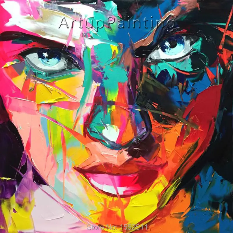 

Palette knife painting portrait Palette knife Face Oil painting Impasto figure on canvas Hand painted Francoise Nielly 16-8