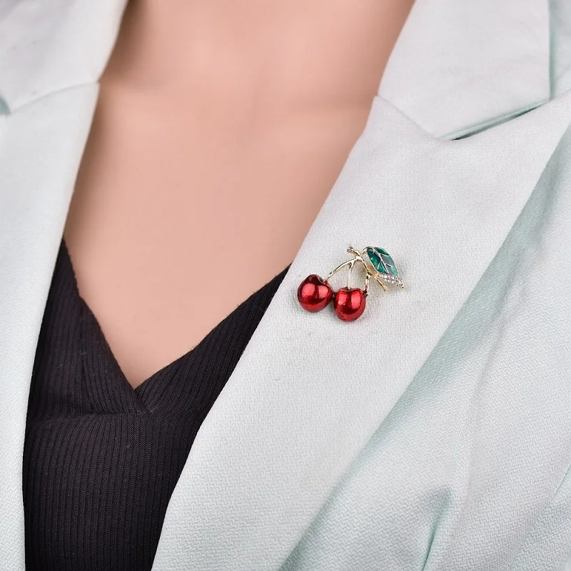 Значок для одежды рюкзак кристалл брошь Имитация Cherry Брошь контакты высокое
