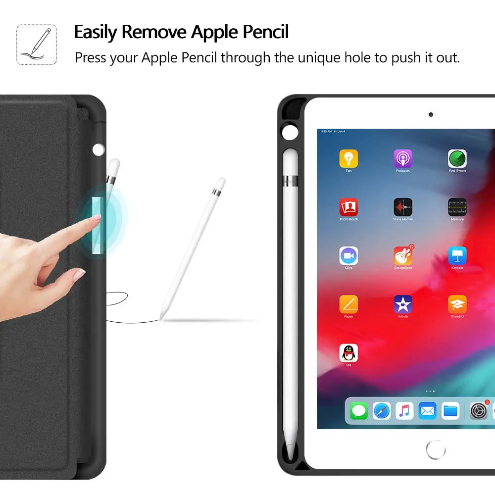 Чехол-подставка для iPad mini 5 7 9 2019 с держателем карандашей ультратонкий легкий