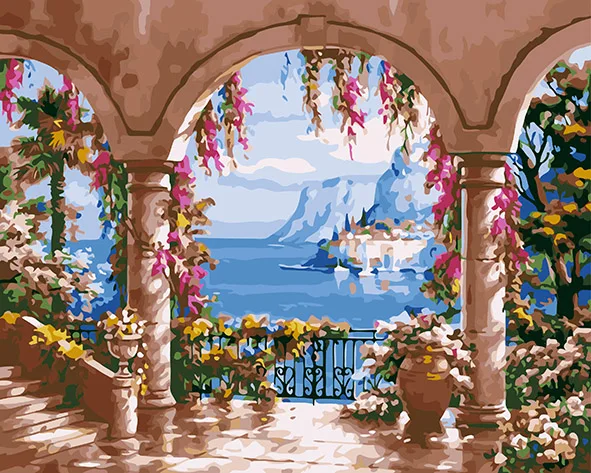 Арка Цветочная галерея пейзажная живопись по номерам абстрактная акриловая