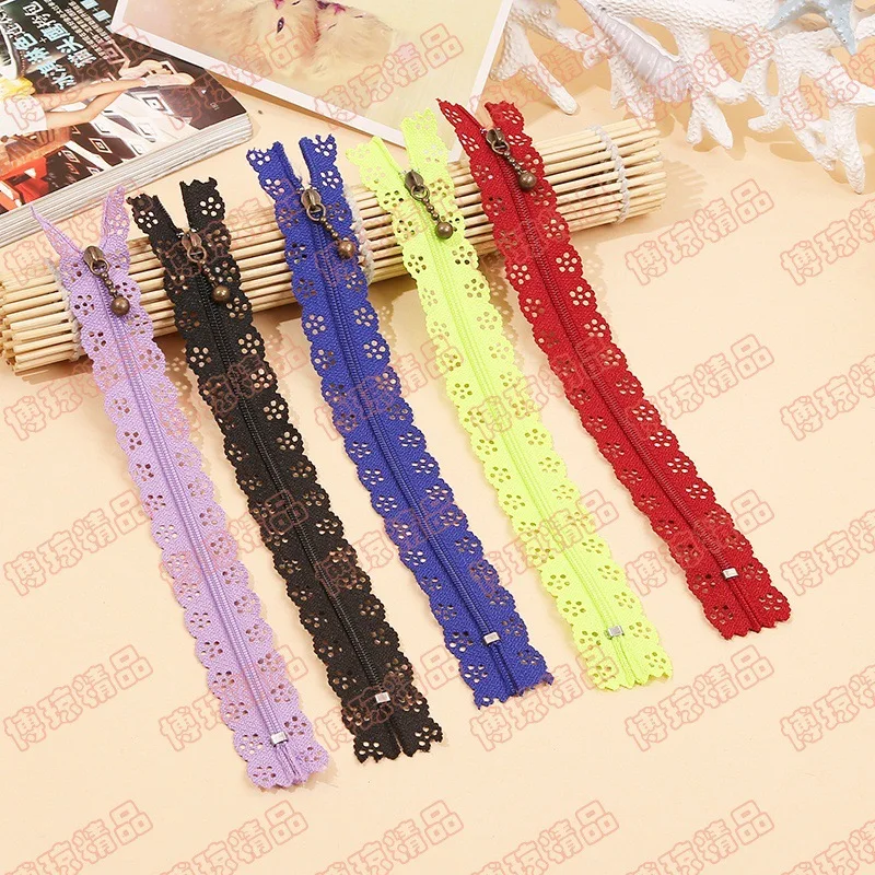 Высококачественная нейлоновая молния бесшумная многоцветная кружевная