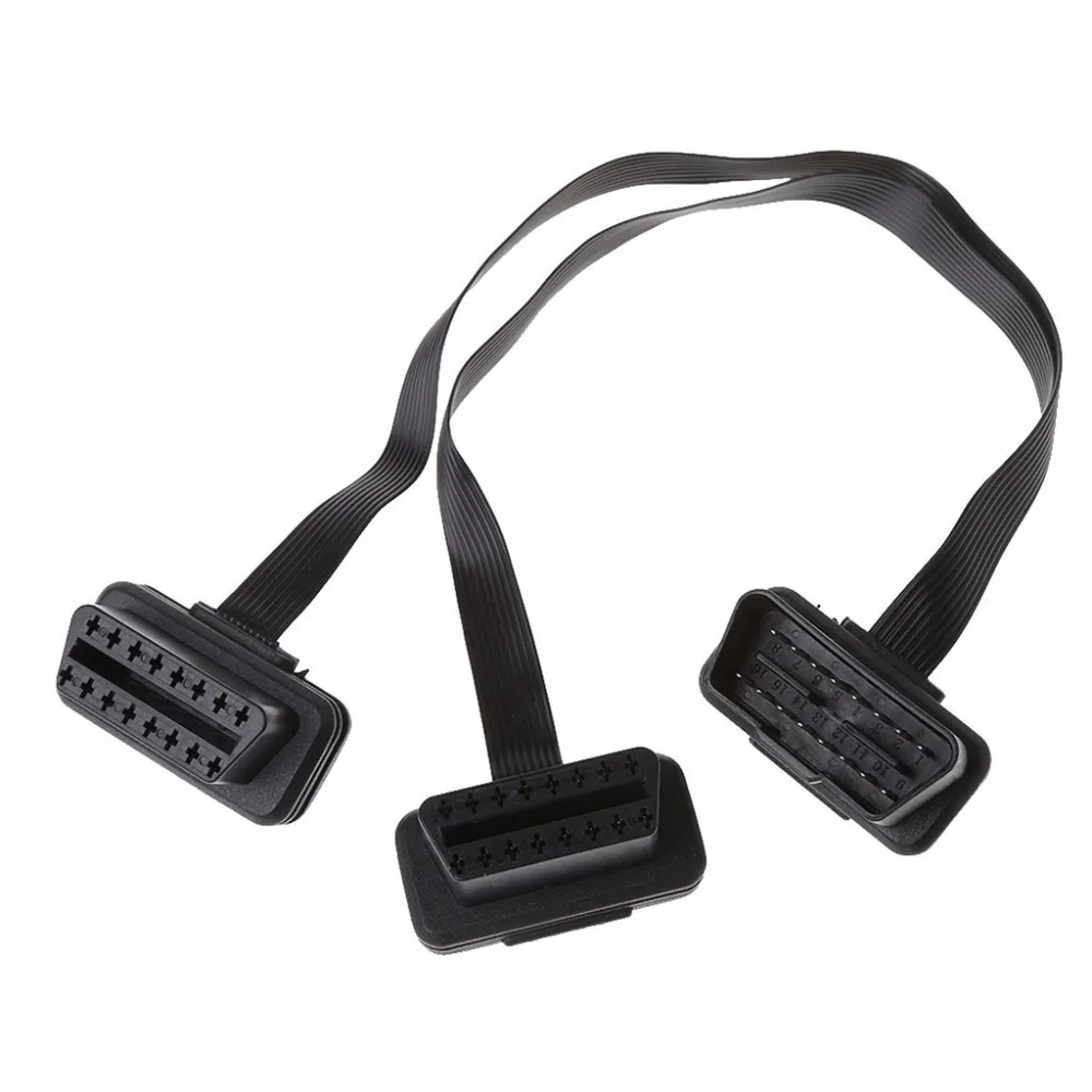 1 шт. плоский тонкий Y образный кабель с 16 контактным разъемом OBD2|Кабели и