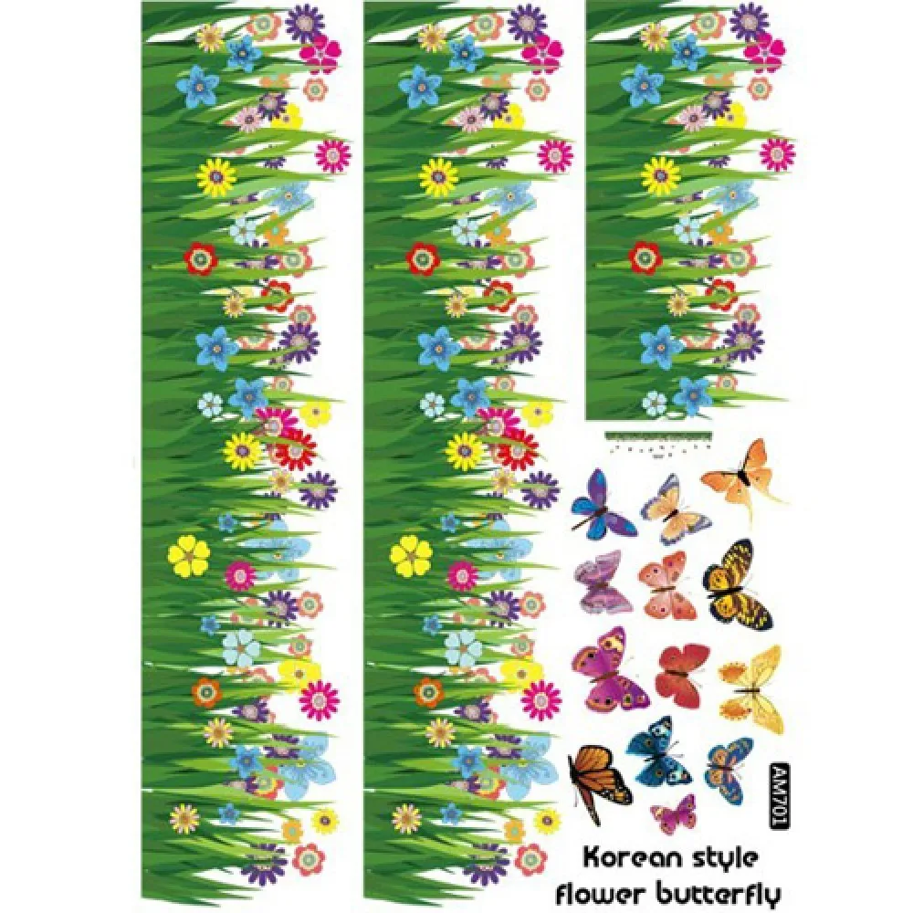 Бабочка трава цветы наклейки на стену сад цветок для маленьких девочек