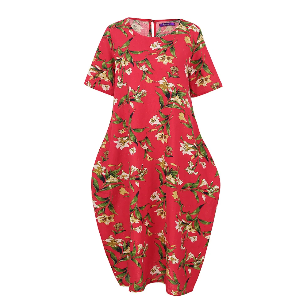 Платье Romacci женское хлопково льняное с цветочным принтом винтажное свободное