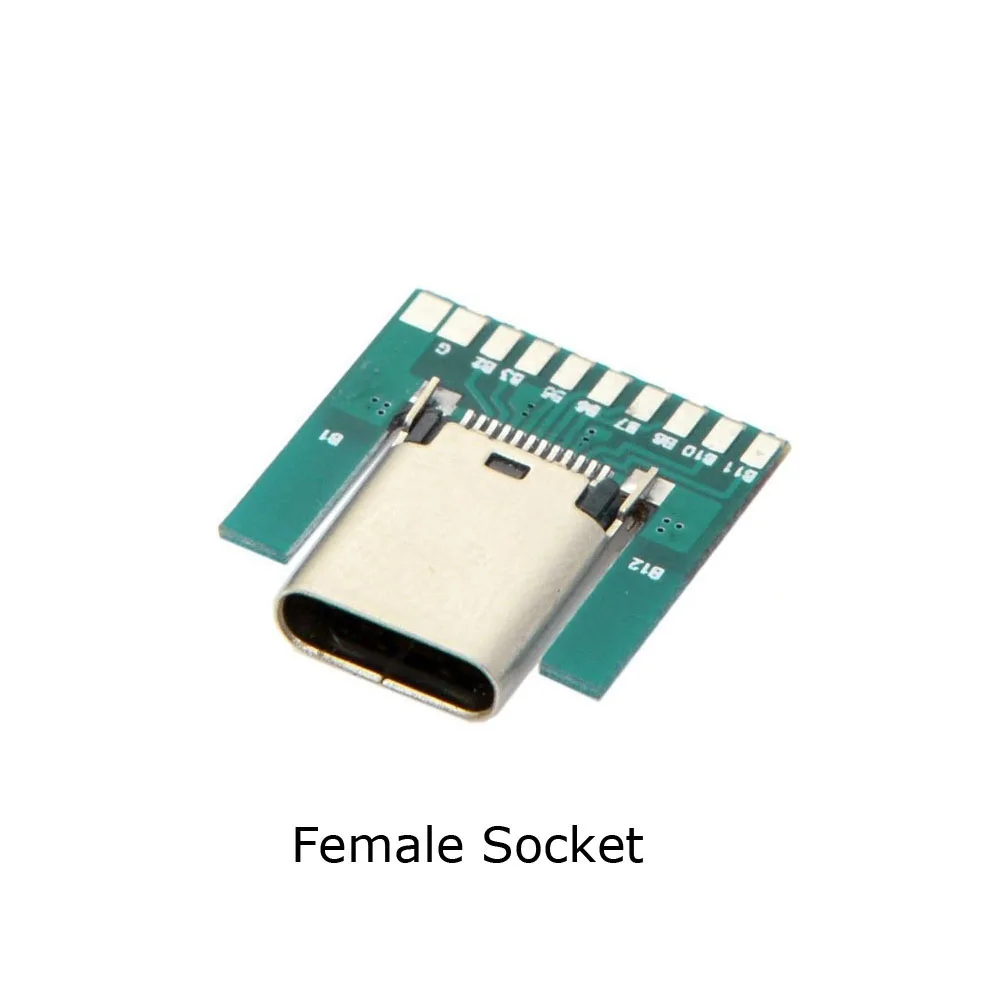 USB 3,1 type C разъем 24 контакта штекер/гнездо адаптер розеток для припоя провода и кабеля 24 контакта поддержка печатной платы - Цвет: Female Socket