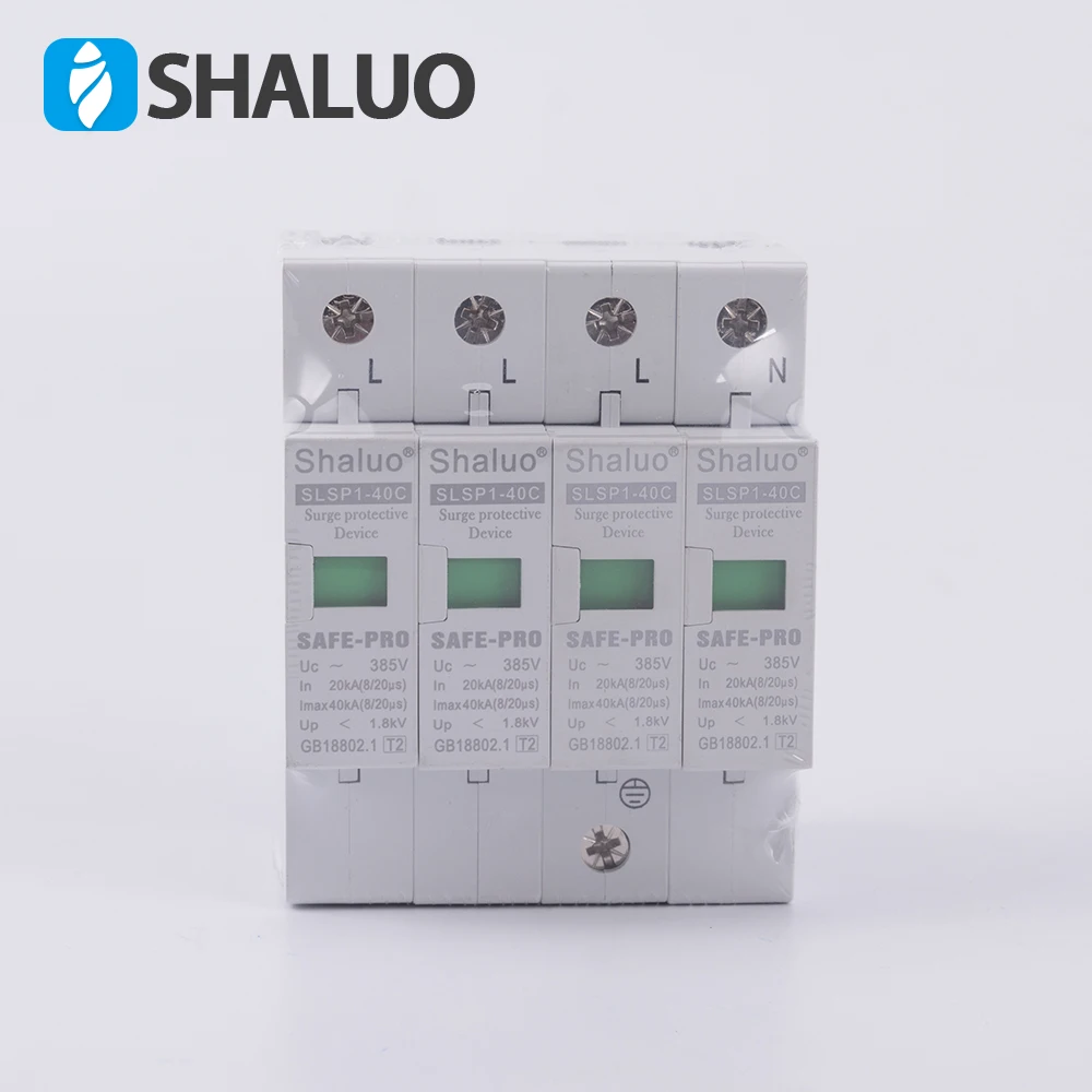 UC 385V 20KA 40KA 4 P полюсное устройство защиты от перенапряжения в доме|Автоматические