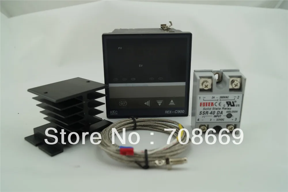 

multi-input PID Temperature controller REX-C900 + max.40A SSR + heat sink + 2m quality K probe