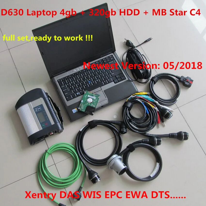 2021 Лучшее Качество MB STAR C4 OBD2 WI FI сканер SD с ноутбуком D630 WIN7 программное