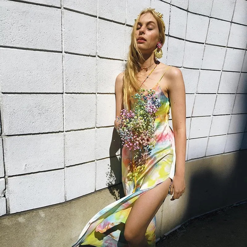 Летнее сексуальное богемное Платье макси с v-образным вырезом женское яркое