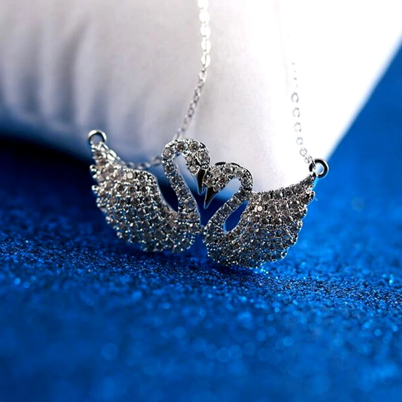 New Trendy Kiss Swan Necklace Pendant Wholesale Luxury Crystal Zircon 18N0007 | Украшения и аксессуары