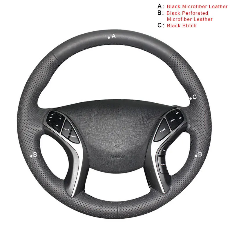 Microfiber Leather Автомобильная Оплетка на руль для hyundai Elantra 3 2011- Elantra 3 Sport 2011- Elantra Avante 2011 i30 Auto - Color Name: Microfiber Leather