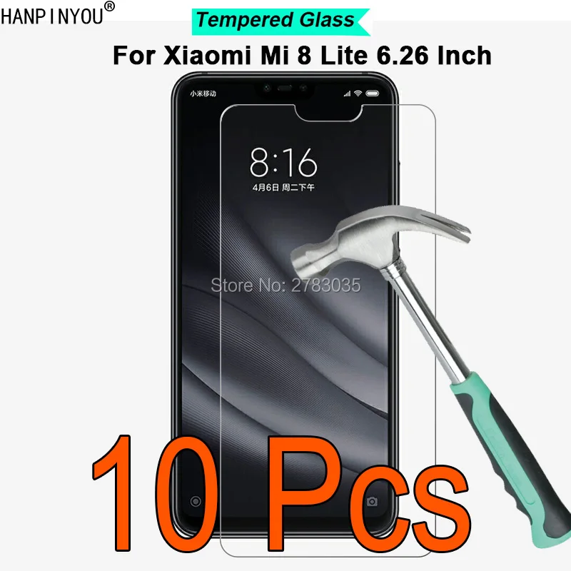 

10 шт./лот для Xiaomi Mi8 Mi 8 Lite Youth 6,26 дюйма твердость 9H 2.5D ультратонкая закаленная стеклянная пленка защита для экрана