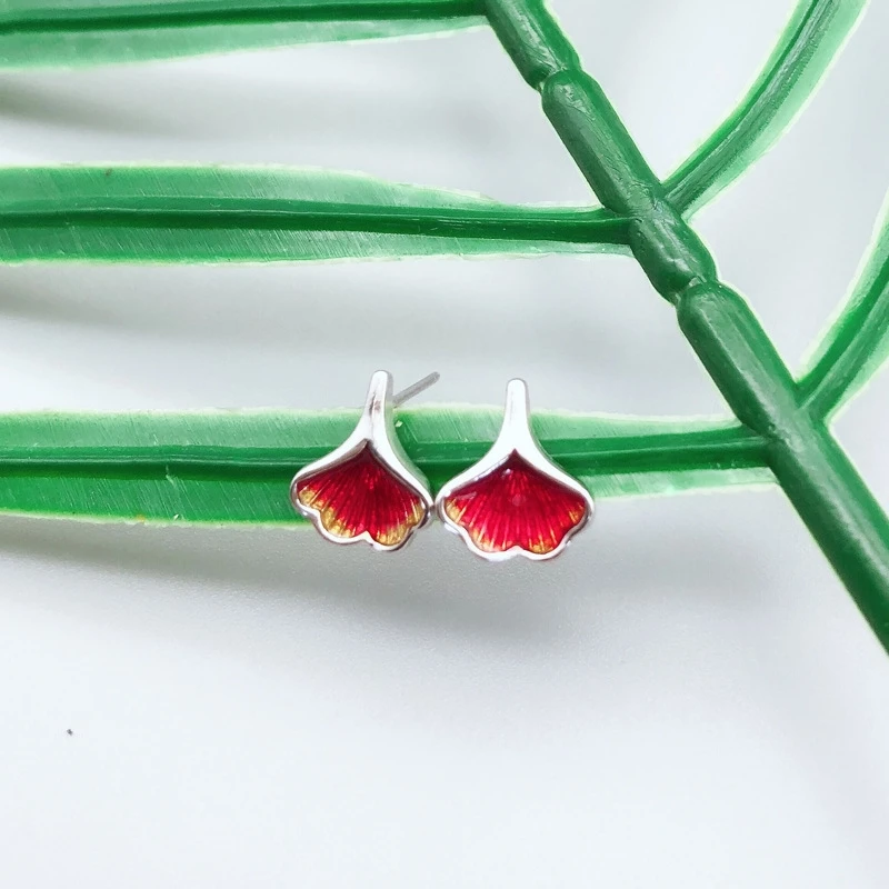 

Серьги женские из серебра 925 пробы, в виде листьев гинкго