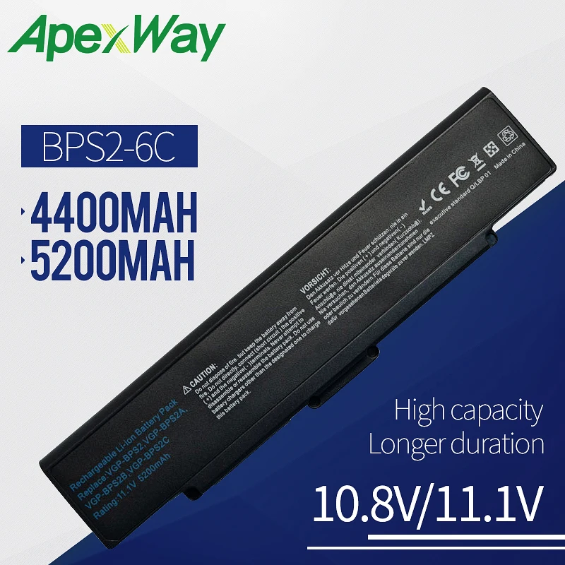 Аккумулятор для ноутбука 4400 мАч SONY VGP BPL2 BPS2 BPS2A BPS2A/S BPS2B VAIO AR130 BPS2C BLACK|battery change|batteries