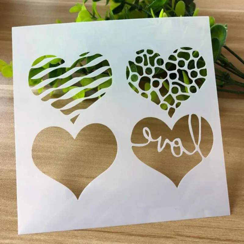 

DIY Craft Heart-Shaped Stencil For Wall Painting Template Scrapbooking Stamping Accessories Coloring Embossing Paper Card Flower
