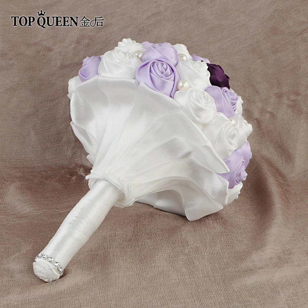 Свадебный букет TOPQUEEN F7 фиолетовая и Лавандовая роза белая роза жемчужный Букет Искусственный Свадебный букет для свадьбы