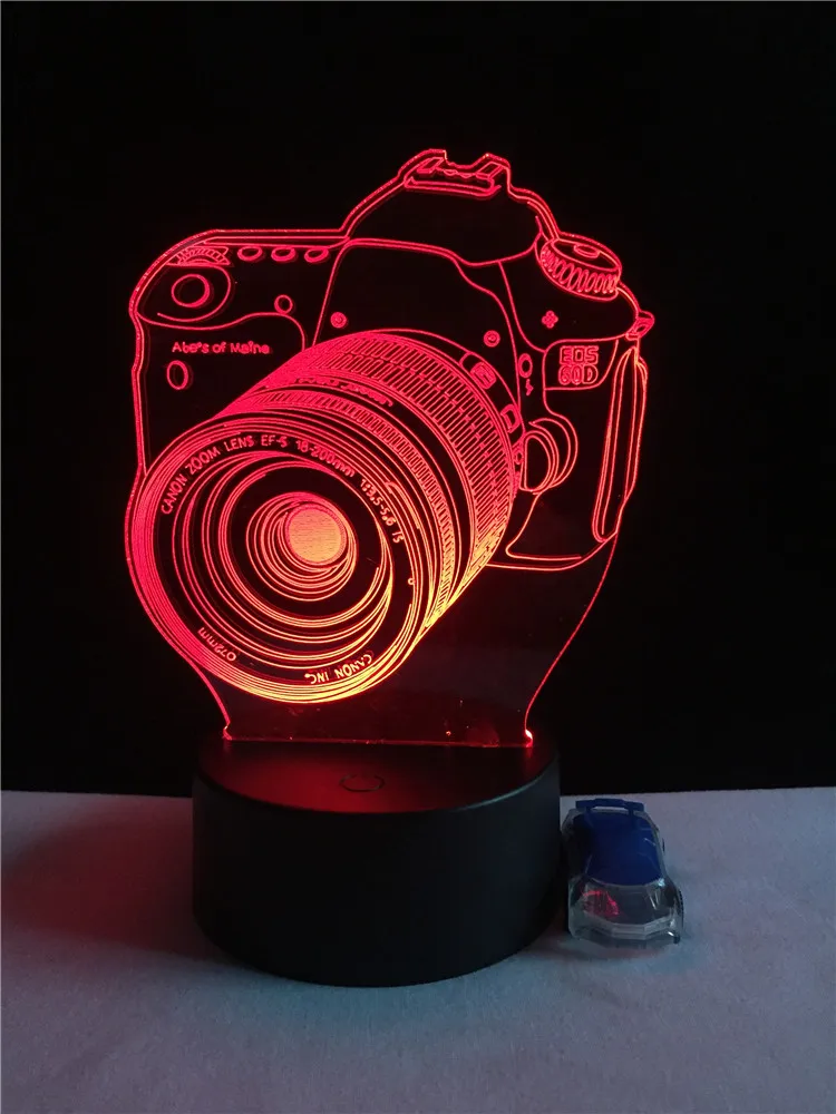 Camera Shape 3D Illusion Night Light USB RGB Colors Change Touch Table Desk Bedroom LED Lamp Girls Lover Gift Home Decoration - купить по