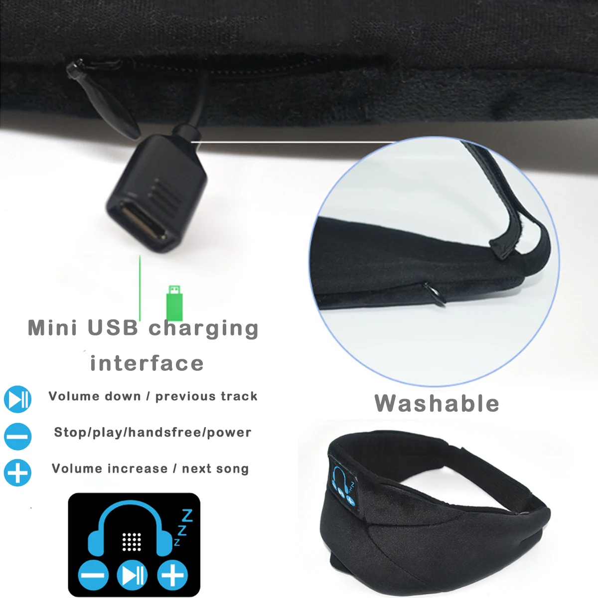 JINSERTA Bluetooth 5 0 3D стерео наушники Беспроводная мягкая маска для сна телефон