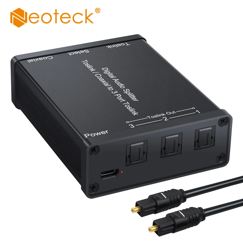 Цифровой аудио разветвитель Neoteck из алюминиевого сплава 2 в 3 Toslink/коаксиальный