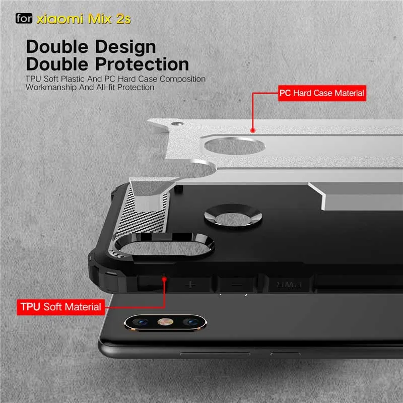 Beworlder For Xiaomi Mi Mix 2S Case Heat Dispatching Dual Layers TPU And PC Armor Exquisite Cover |