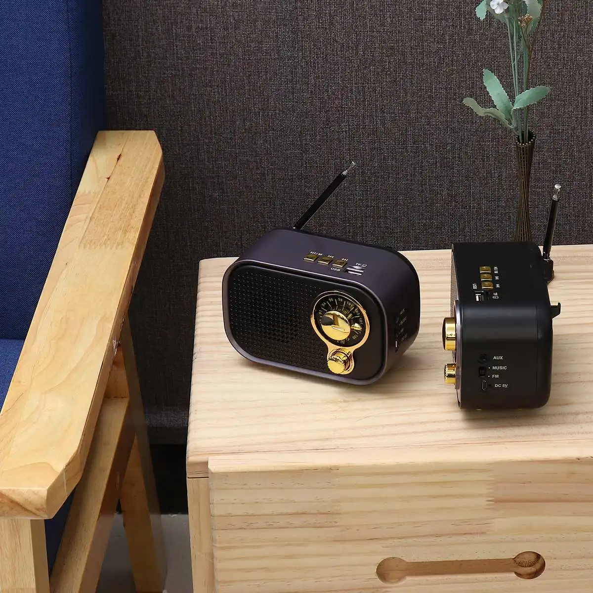 Мини 5 вт USB bluetooth портативный ретро винтаж FM радио поддержка AUX TF карта динамик музыкальный плеер встроенный перезаряжаемый аккумулятор
