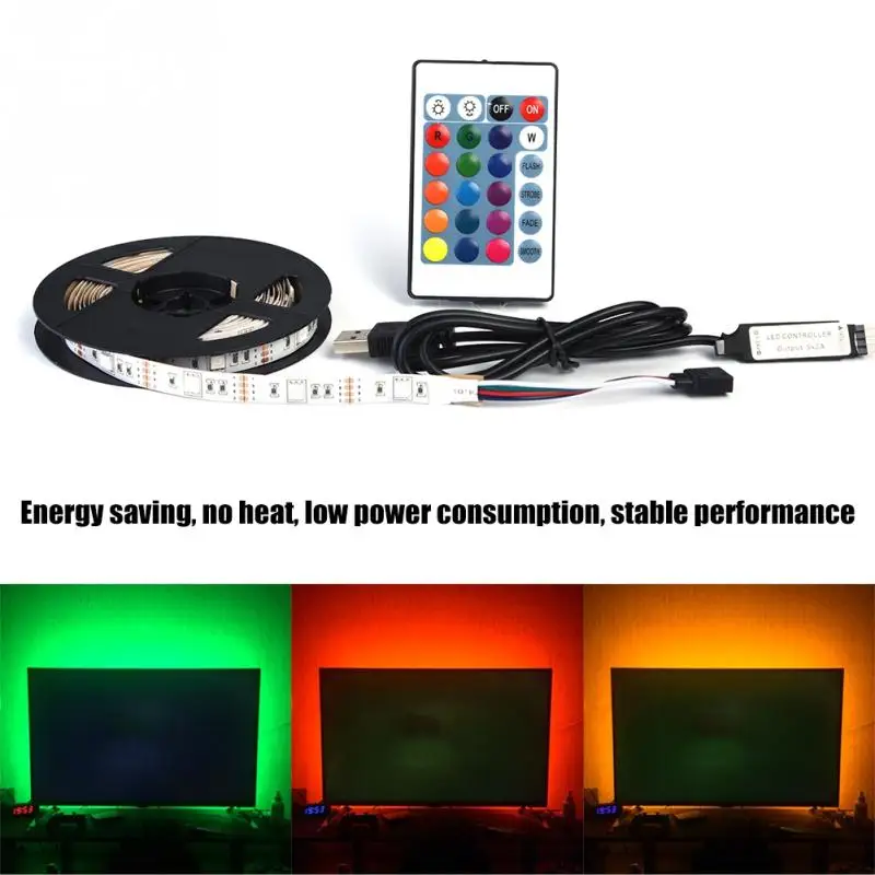 DC 5V USB Светодиодная лента 5050 RGB гибкая светодиодная лампа для ТВ фона свет с