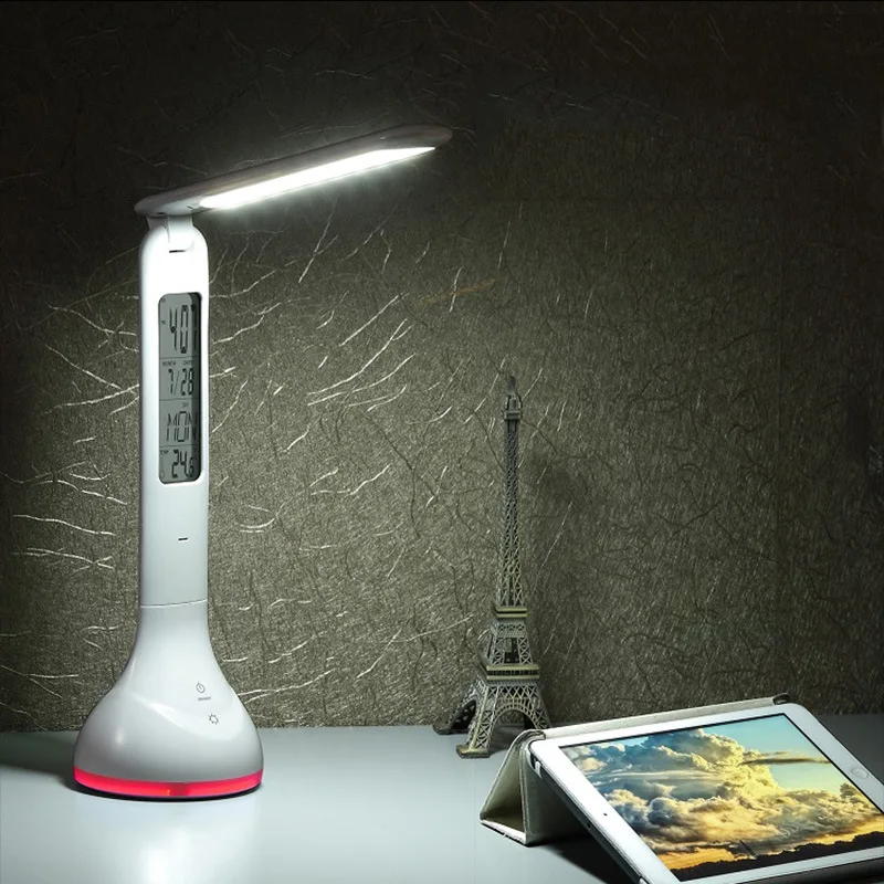

LED Foldable Desk Lamp Table Light with Calendar Temperature Alarm Clock Function Book Reading Light Night Lights Home Decor